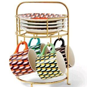 NWT Arrow Geo Mug Drinkware Set with Saucers & Stand -- DVF for Target